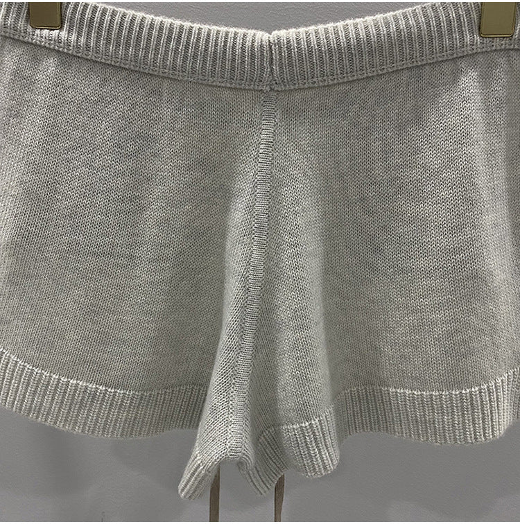 Dark Style Shorts, Fashionable Wool Knit, Comfortable Black and Gray Casual Shorts, Short and Stylish