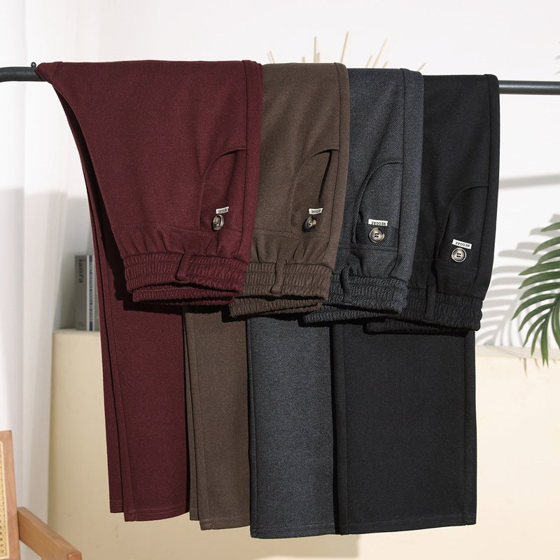 Women's Multi-Color Imitation Wool Straight Pants High-Waisted Slimming Look Draped Pure Color Simple No-Iron Work Clothing Casual Long Pants