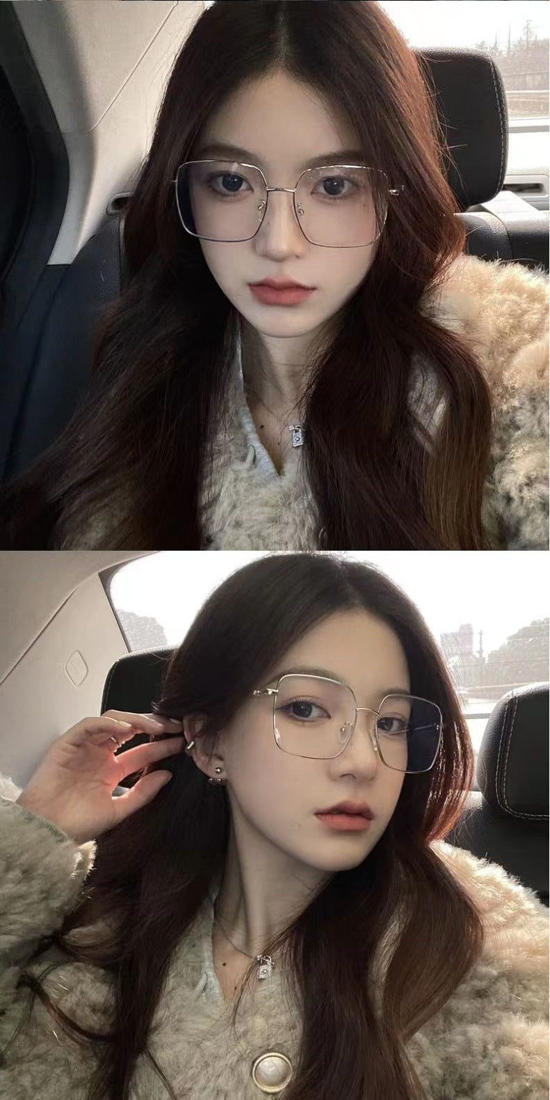 Anti-blue Light Myopia Glasses Women's Light Flat Glasses Metal Frame Internet Red Big Face Slimming Myopia Finished Glasses