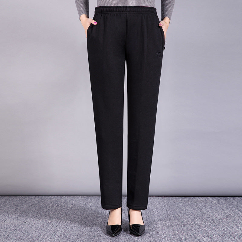 Middle-aged Women's Pants Autumn Thickened Winter fleece-lined Middle-aged Mother's Pants Autumn and Winter Sports Pants Women's Middle-aged Women's Pants