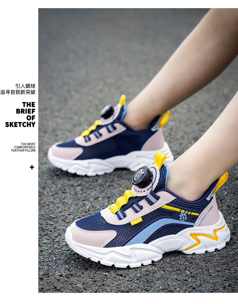 Babou Children's Shoes Men's and Children's sneaker Mesh Surface Spring and Summer Single Mesh Hollow Running Shoes for Middle and Big Children and Students Breathable