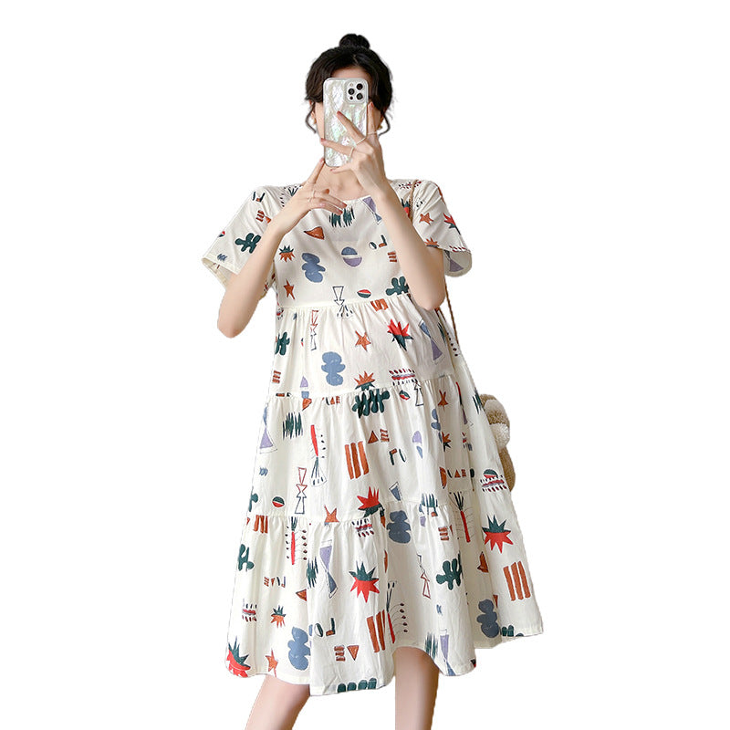 Maternity Summer dress 2024 New Fashion Western Style Loose Pregnant Women dress Hot Mom Loose Pregnant Women Skirt