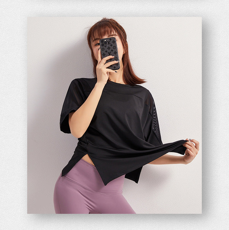 2025 Summer Yoga Top Loose Sports Short Sleeve Women's Quick-Drying Running Fitness Wear Top Breathable Exercise T-Shirt