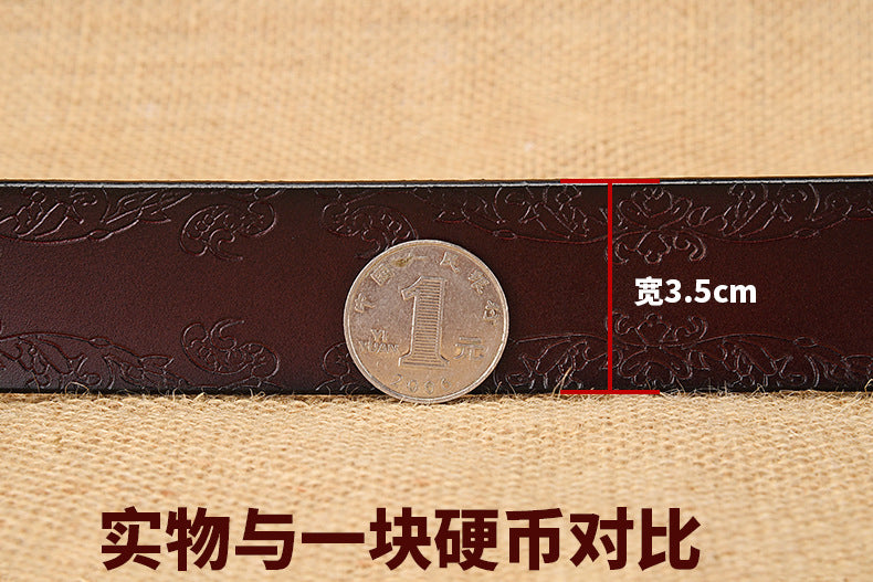 Cross-border European and American Women's Retro Belt Embossed Pattern Pin Buckle Belt Women's Ins Style All-match Simple Casual Pants Belt