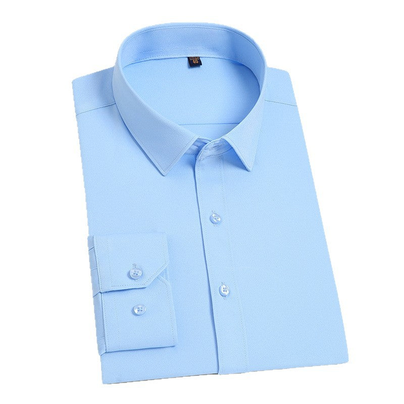 Stretch Comfortable Shirt Men's Long-Sleeved Business Professional Dress Non-Ironing Slim-Fit Korean Style Shirt Interview Pure White Shirt