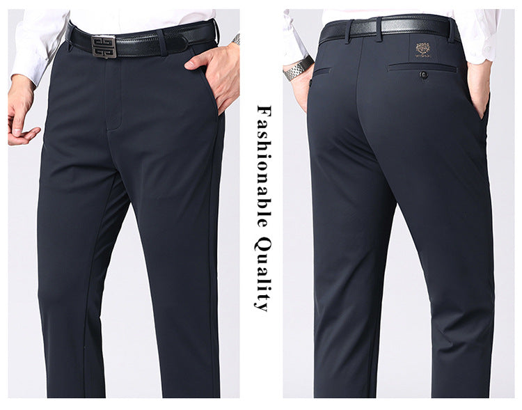 Autumn and winter four-sided casual pants high elastic straight anti-wrinkle men's pants non-ironing business long pants wholesale dad men's clothing