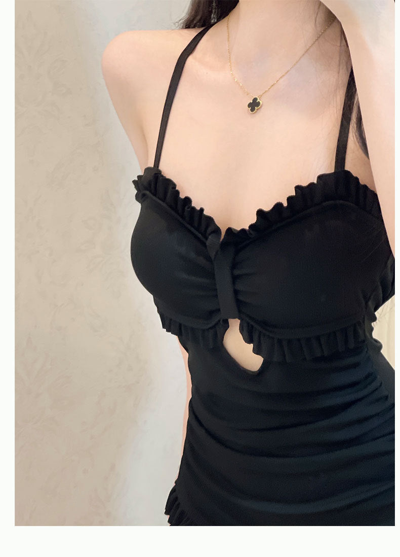 2025 New Long-Sleeved Swimsuit for Women, Covering Belly, Slimming Look, Conservative Hot Spring One-Piece, High-End, Super Fairy Ins Sexy