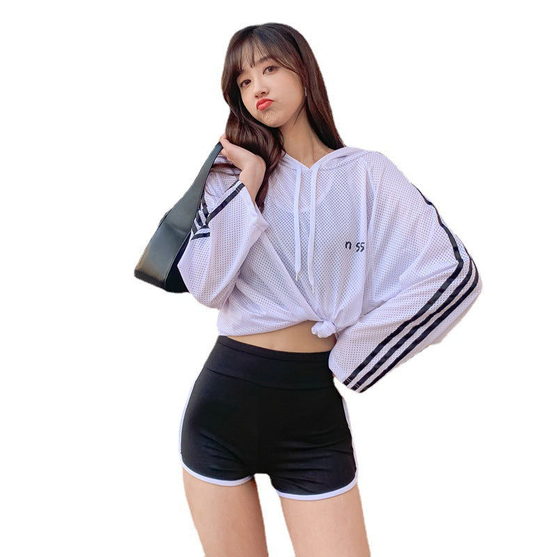 Swimsuit for Female Students, Three-Piece Set, 2025 New Style, Tummy-Covering, Slimming, Sun-Protective, Internet-Famous, Conservative Two-Piece Swimsuit for Women
