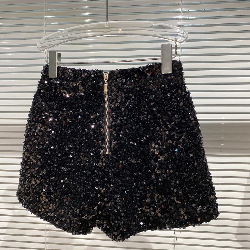Dropshipping Autum New Full of Sequins Shiny Heavy Zipper Nightclub Socialite Three-Point Shorts Hot Pants for Women