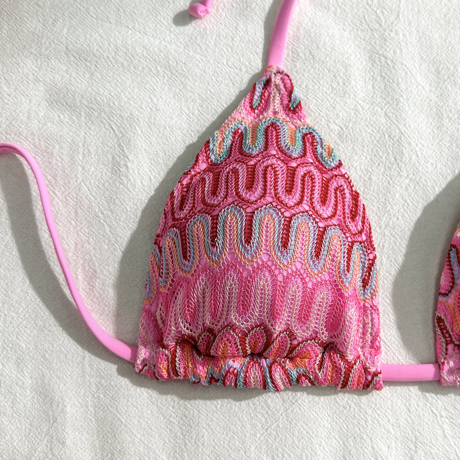 2025 European and American New Embroidered Gradient Sexy Three-Piece Swimsuit Swimsuit Bikini Bikini Cross-Border Export
