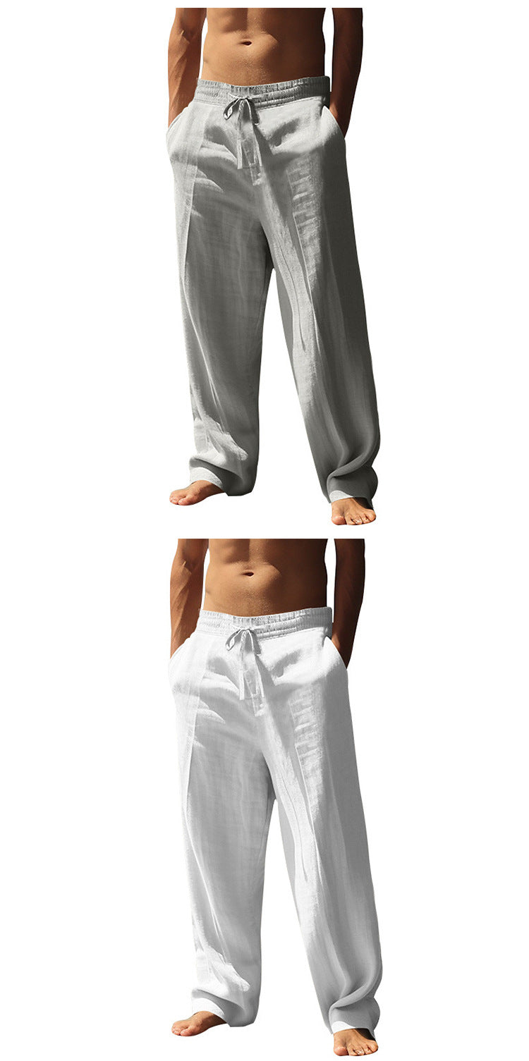 2024 Independent Station European and American Spring and Summer New Trendyy Men's Hip-Hop Breathable Linen Loose Casual Sports Pants
