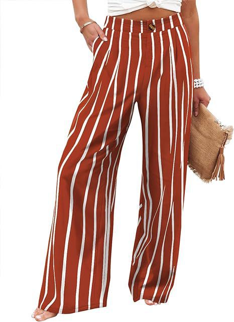 2026 Cross-Border Amazon European and American Summer Comfortable High-Waisted Long Pants with Buttons and Elastic Waist Wide-Leg Pants for Women Casual Straight-Leg Pants