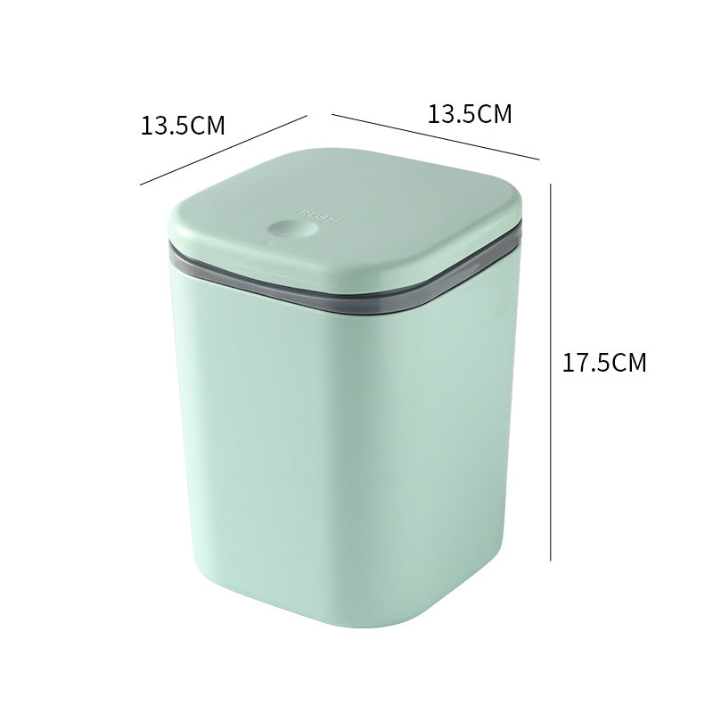 Small Desktop Trash Can for Home Office High-End Dormitory Press with Lid Mini Plastic Storage Trash Can