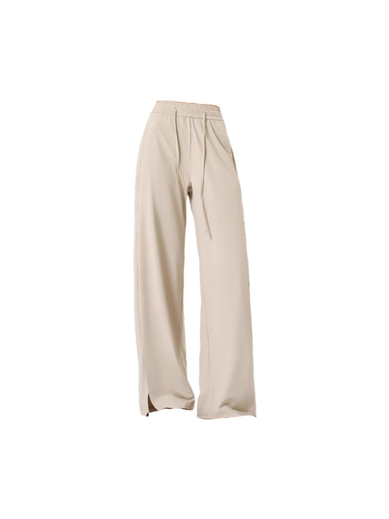 Summer Sunscreen Cool Ice Silk Wide Leg Pants Women's Lightweight Breathable Lazy Style Casual All-match Loose Slimming Straight Leg Pants
