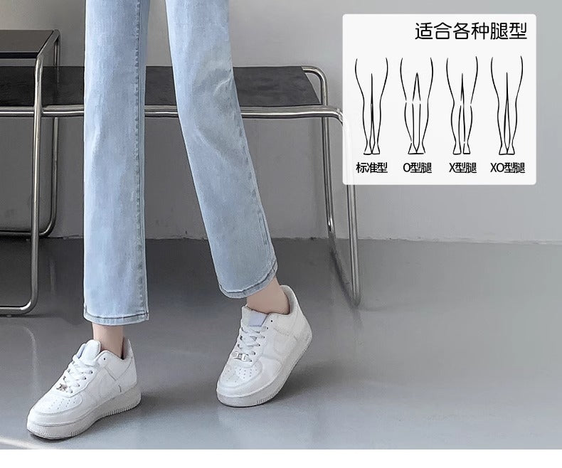 Light-Colored Straight-Leg Jeans for Women, 2026 New Summer Trendy Baguette Pants, Petite High-Waisted Cropped Cigarette Pants
