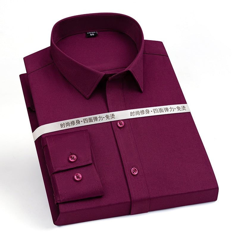 Men's Slim-Fit Long-Sleeve Dress Shirt - Non-Iron Stretch Business