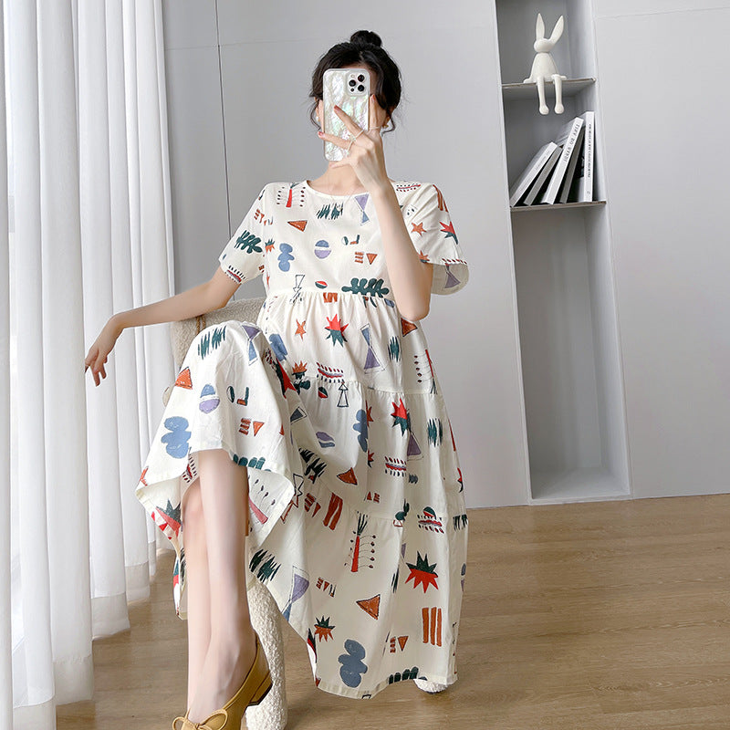 Maternity Summer dress 2024 New Fashion Western Style Loose Pregnant Women dress Hot Mom Loose Pregnant Women Skirt
