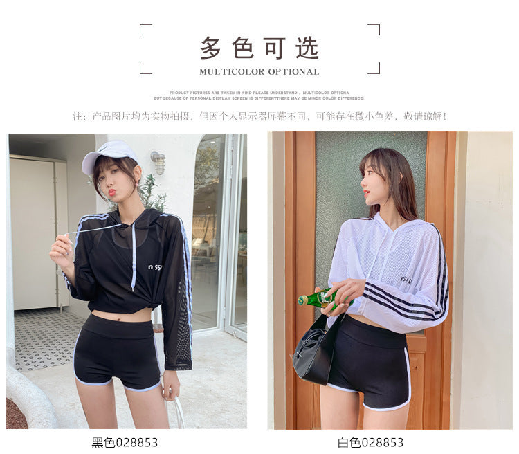 Swimsuit for Female Students, Three-Piece Set, 2025 New Style, Tummy-Covering, Slimming, Sun-Protective, Internet-Famous, Conservative Two-Piece Swimsuit for Women