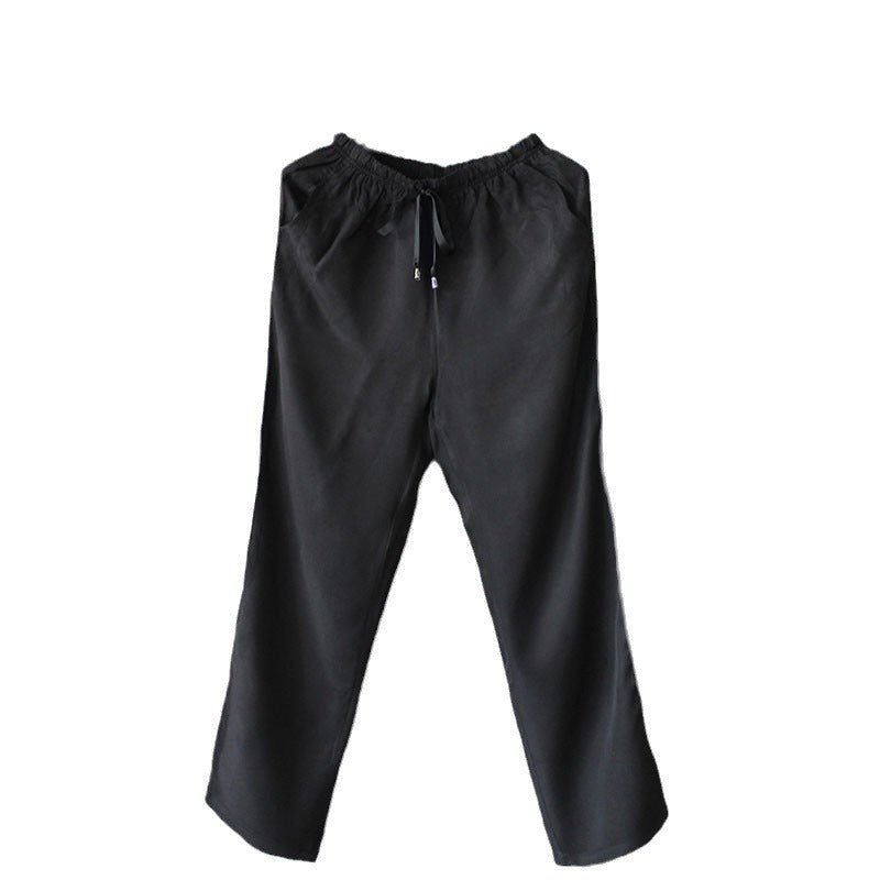 Summer Thin Copper Ammonia Silk Casual Pants Mulberry Silk Trousers Men's Wear Loose Large Size Men's Pants with Loose Waist