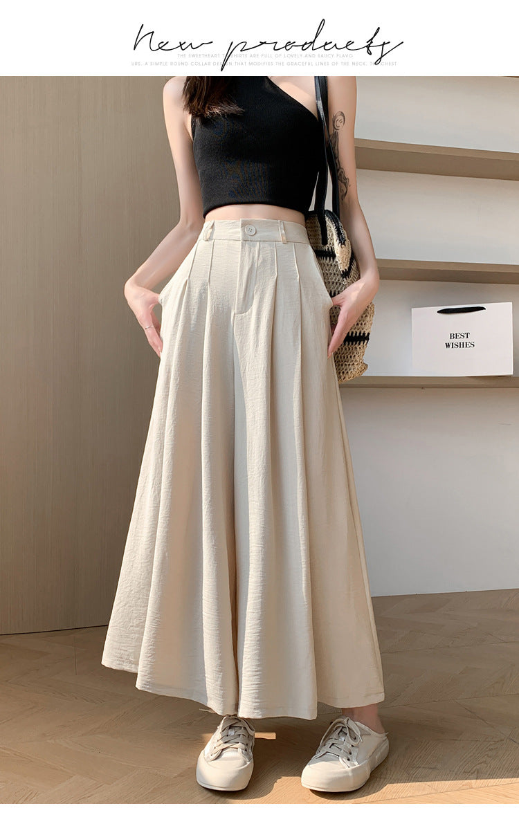 Real Shot of Textured Ice Silk Wide-Leg Pants for Women, New Summer Thin Pants for Small People, High-Waisted Casual Pants and Skirts