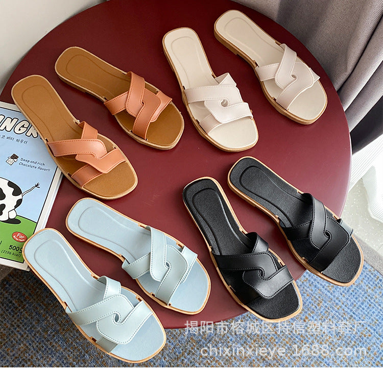 New Style Slippers for Women Summer Outer Wear K-Style Ins Popular Shrimp Skin Fashion Slippers Aliexpress Amazon Wholesale