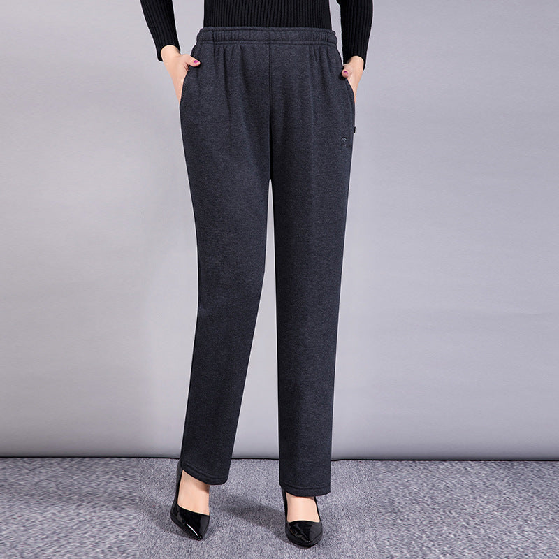 Middle-aged Women's Pants Autumn Thickened Winter fleece-lined Middle-aged Mother's Pants Autumn and Winter Sports Pants Women's Middle-aged Women's Pants