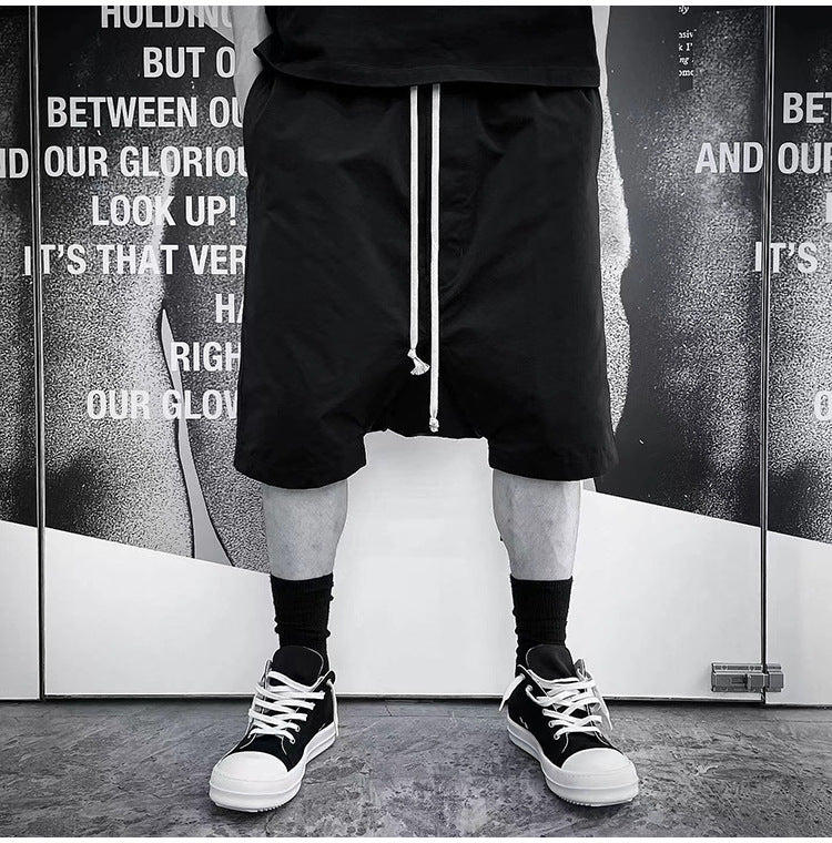 SUBHUMAN men's chic dark five-point harem hanging baggy pants shorts casual middle pants