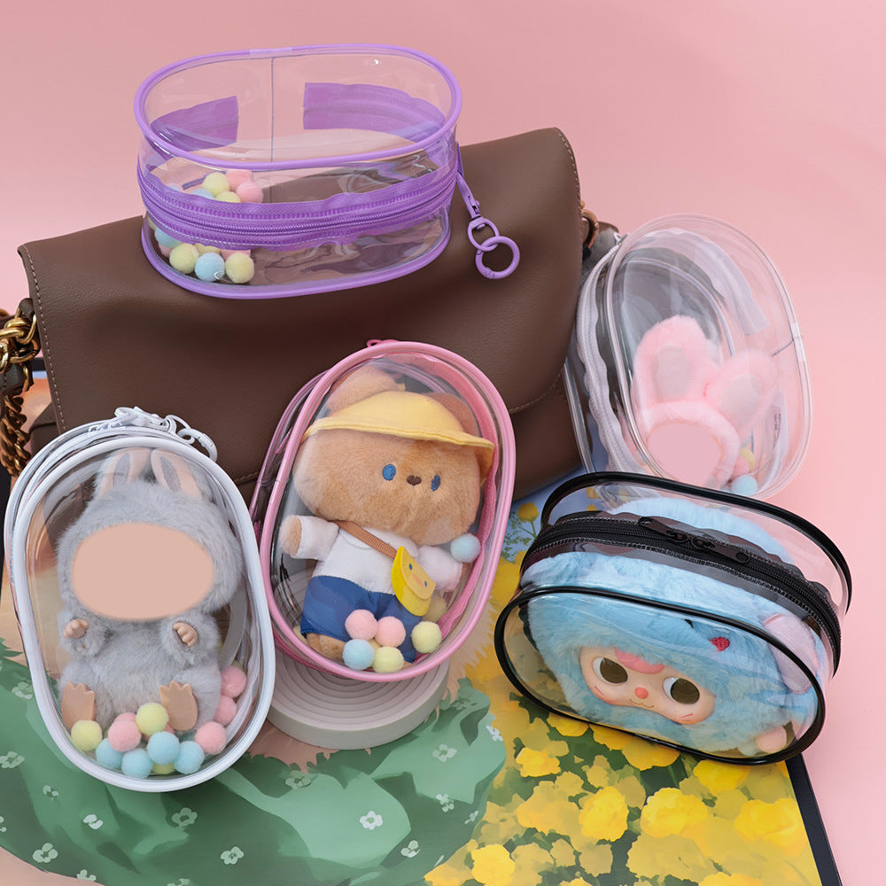 15cm Baby Bag Cotton Doll Pain Bag Trendyy Hand-Made Doll Outing Bag Double Zipper Thickeneded Transparent Baby Walking Bag
