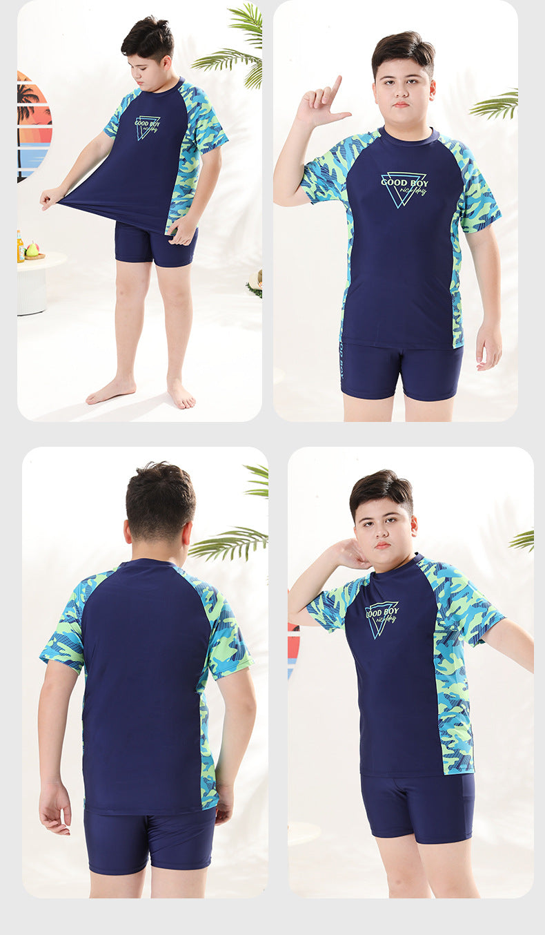 Children's Swimwear Boys' Big Children Split 2025 New Fat Children's Big Children's Hot Spring Swimming Trunks Youth Swimming suit
