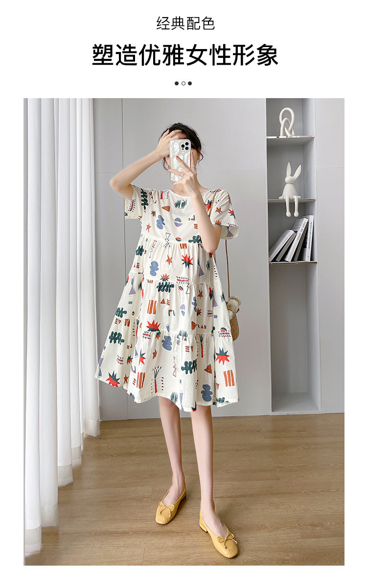 Maternity Summer dress 2024 New Fashion Western Style Loose Pregnant Women dress Hot Mom Loose Pregnant Women Skirt