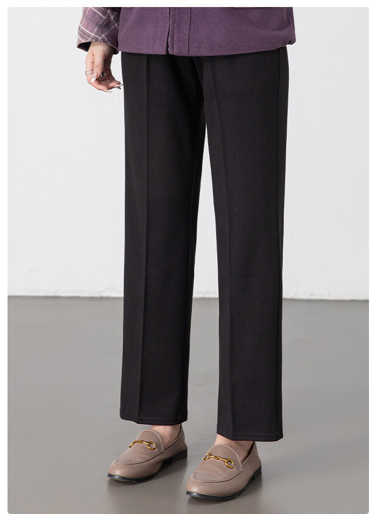 Women's Multi-Color Imitation Wool Straight Pants High-Waisted Slimming Look Draped Pure Color Simple No-Iron Work Clothing Casual Long Pants