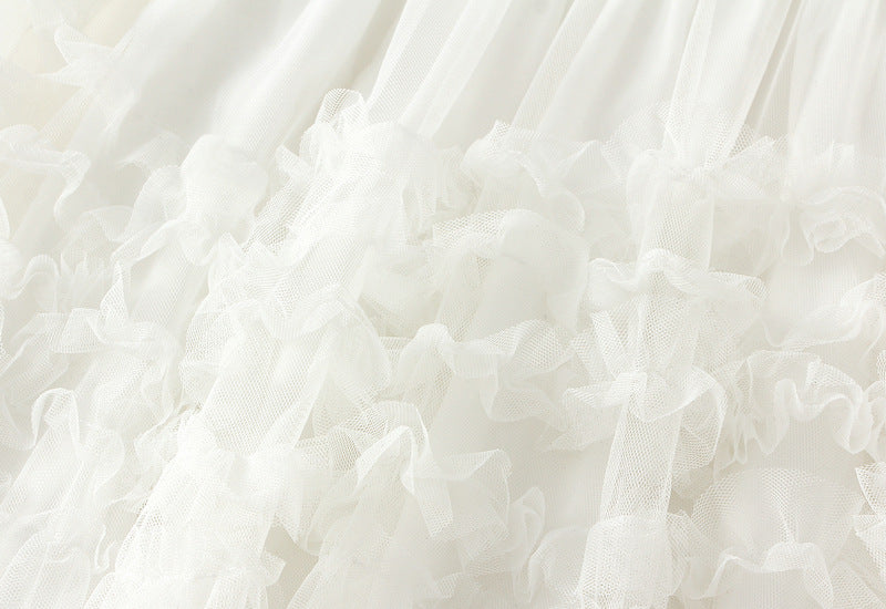 2025 Summer Floor-length Pleated Skirt Women Long Maxi Tulle Skirt for Women High Waist Vintage Mesh Cake Skirt Female