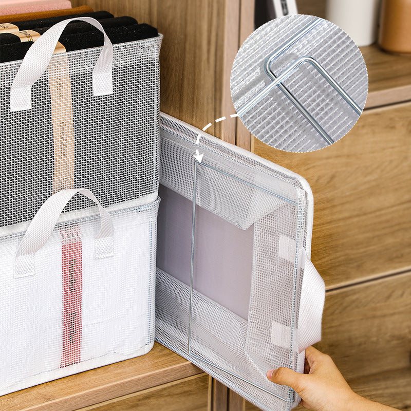 Clothes Storage Box Household Wardrobe Clothes Trousers Fitting Box Transparent Layered Folding Storage Basket Box Free Shipping