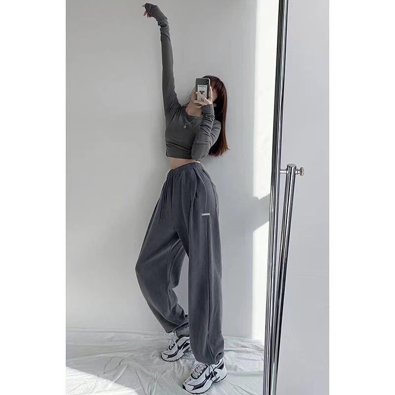 2024 Spring and Summer Thin High Waist American Letter Loose Sports Pants Women's Casual Foot Pants Sweatpants Women's Wholesale