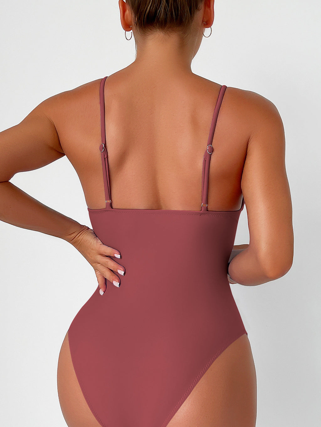 New European and American Solid Color Tight One-Piece Swimsuit Quick-Drying Resort Hot Spring Swimsuit Women's Swimsuit High-End Swimsuit
