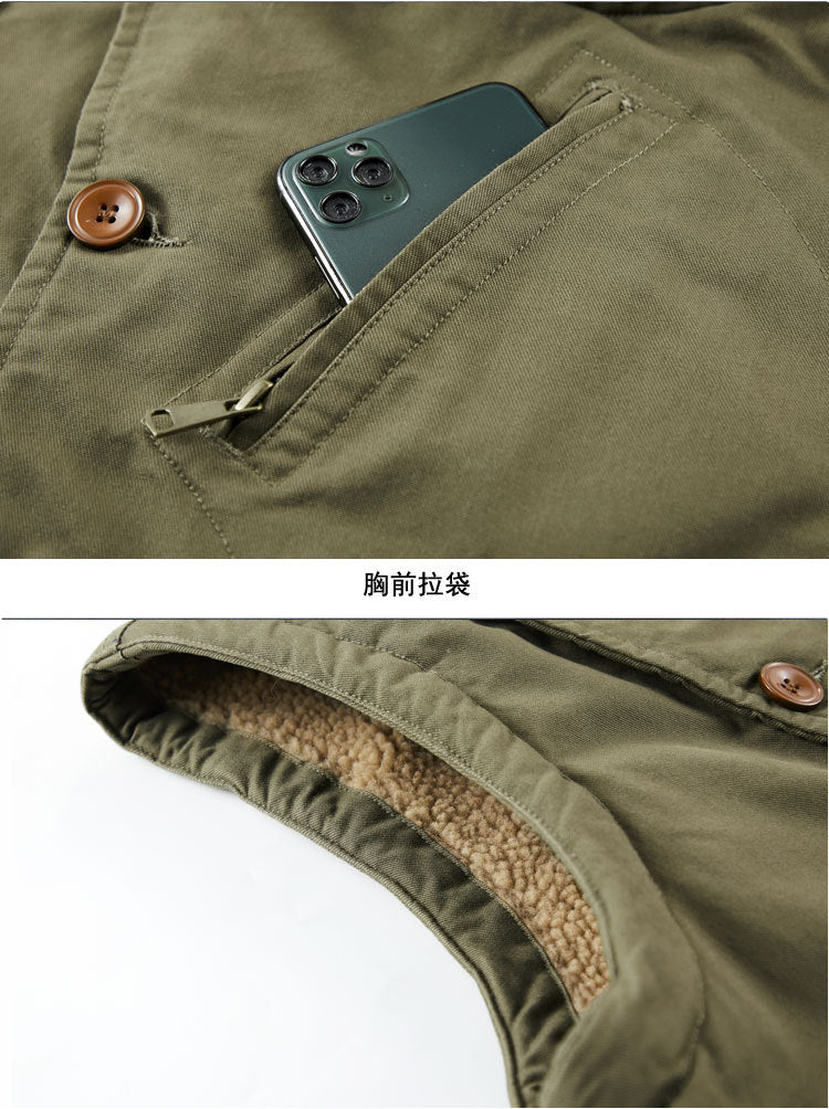 Cross-border Winter New Workwear Vest Men's Cotton-padded Jacket Amazon Cotton-padded Jacket Loose Cotton-padded Jacket Washer Jacket fleece-lined Cotton-padded Jacket