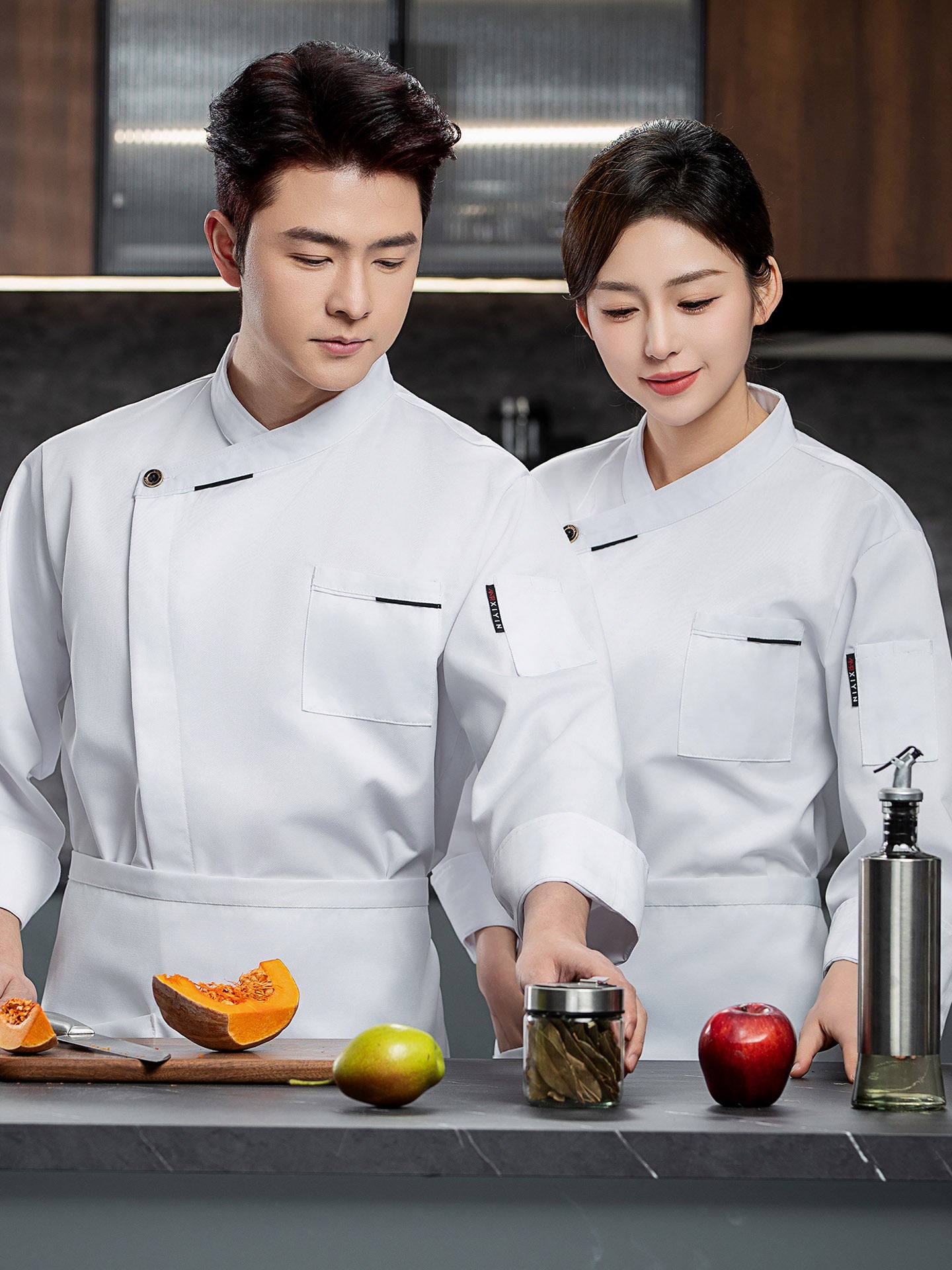 French Chef Overalls Long-Sleeved Men's Hotel Restaurant Kitchen Breathable Sweat-Absorbent Summer Chef Uniforms Short-Sleeved Women's Wholesale