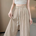 Foreign Trade Bag-free Trendy Black and White Vertical Stripe Wide-leg Pants Women's Summer Thin Vertical Straight Pants All-match Slimming Casual
