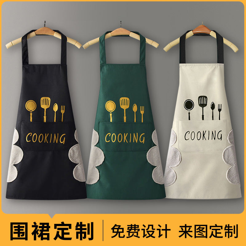Logo advertising custom apron waterproof and oil-proof pvc kitchen cooking custom waist household a wholesale