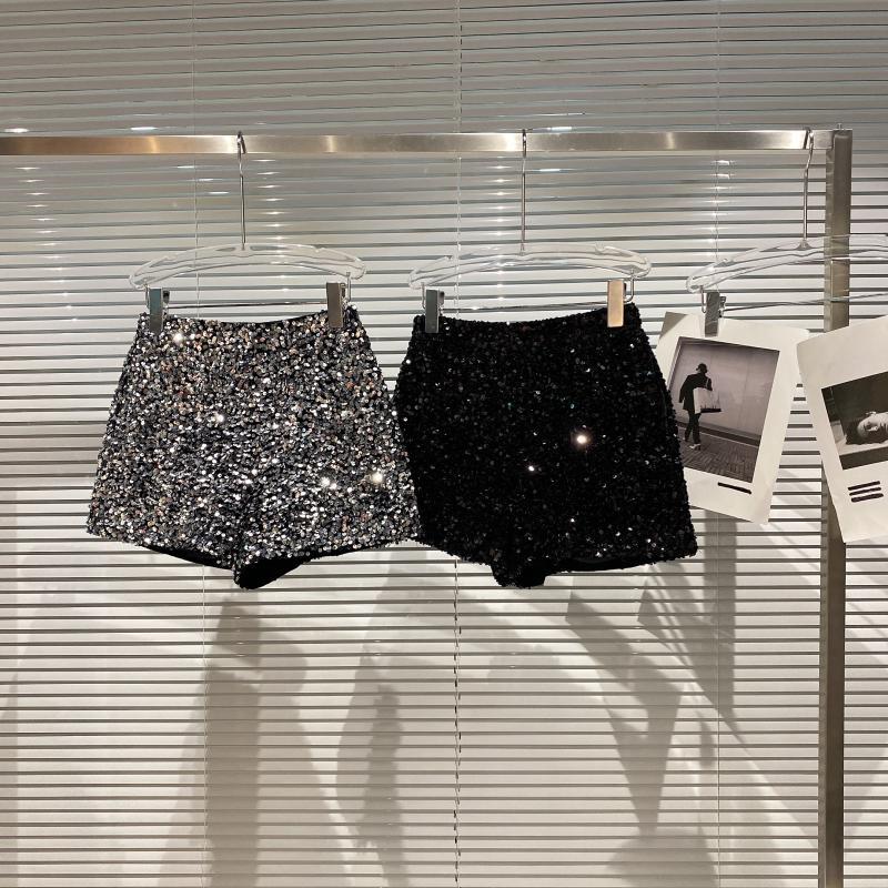 Dropshipping Autum New Full of Sequins Shiny Heavy Zipper Nightclub Socialite Three-Point Shorts Hot Pants for Women
