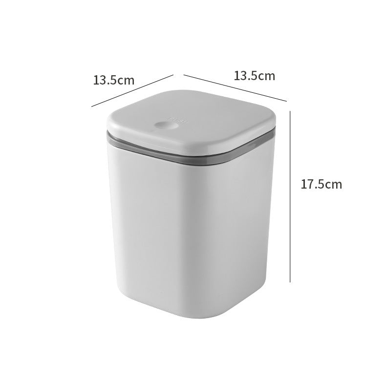 Small Desktop Trash Can for Home Office High-End Dormitory Press with Lid Mini Plastic Storage Trash Can