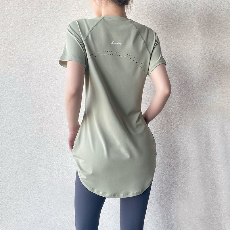 Women's Short-Sleeve Yoga T-Shirt - Quick-Dry Fitness Sports Top