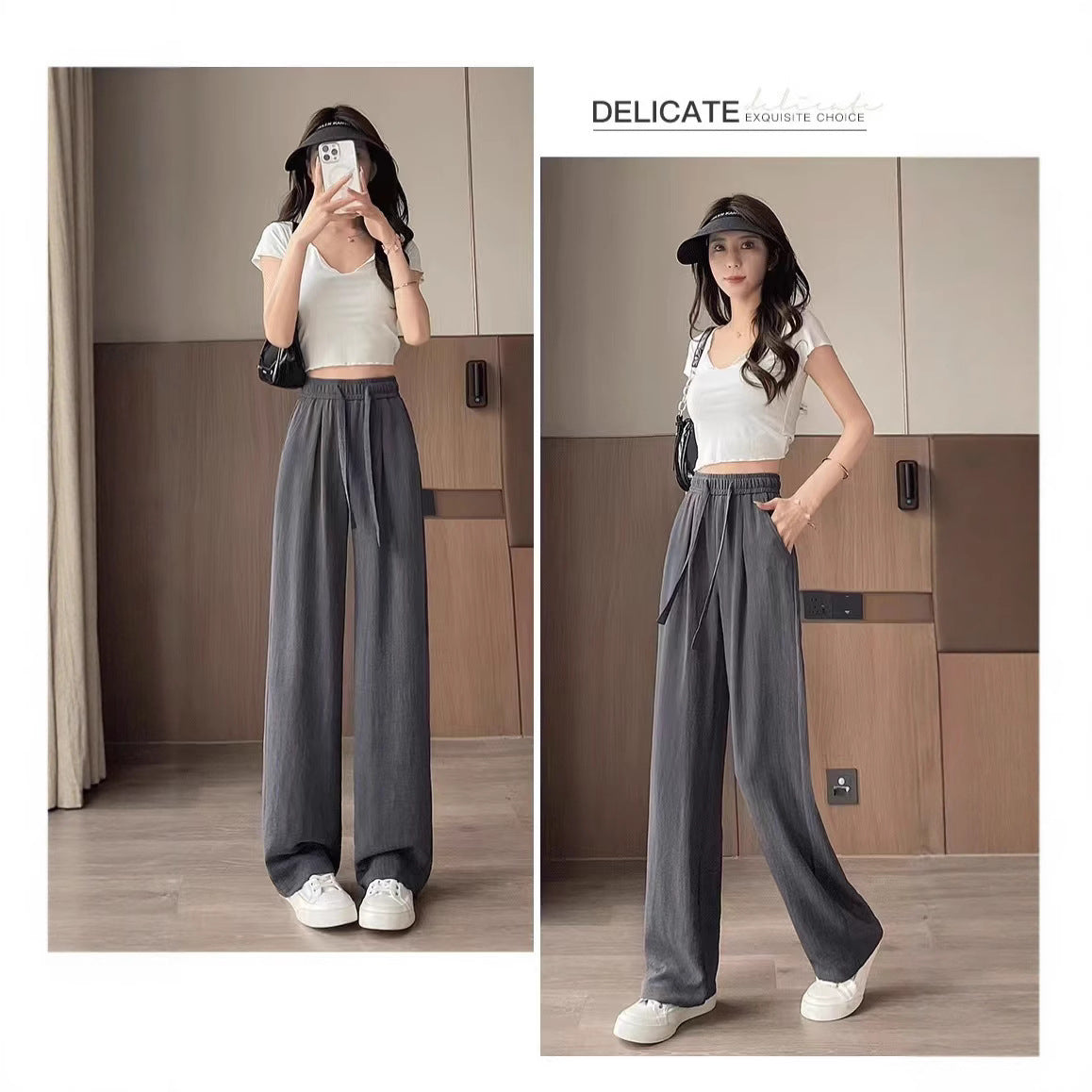Breathable Anti-Mosquito Pants Yamamoto Pants Women's Thin High-Waist Casual Spring and Autumn Lazy Style Wide-Leg Pants Straight Pants