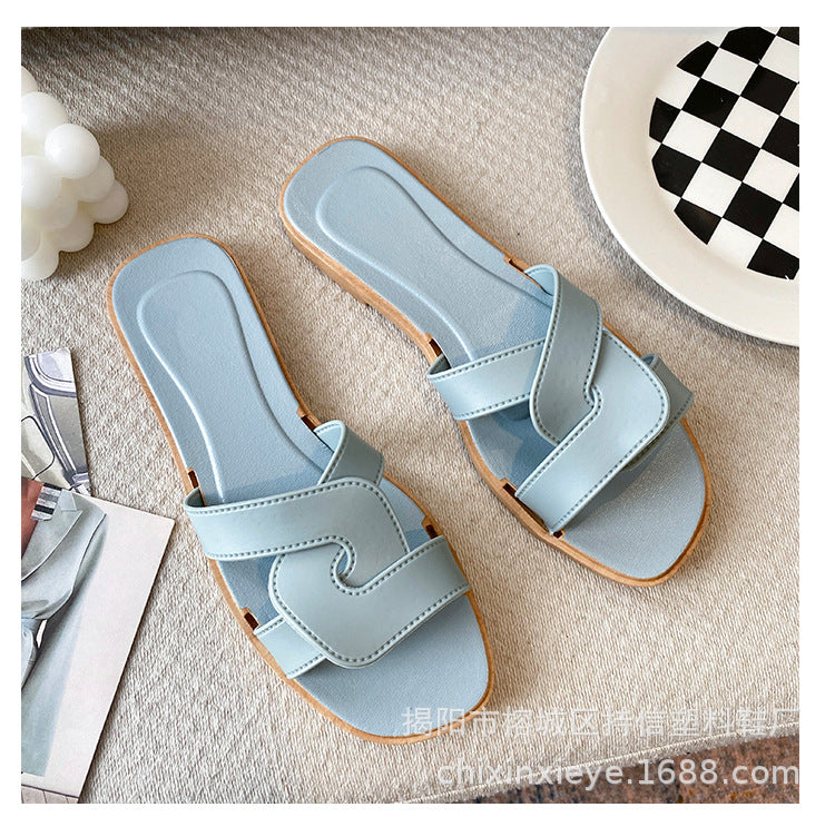 New Style Slippers for Women Summer Outer Wear K-Style Ins Popular Shrimp Skin Fashion Slippers Aliexpress Amazon Wholesale