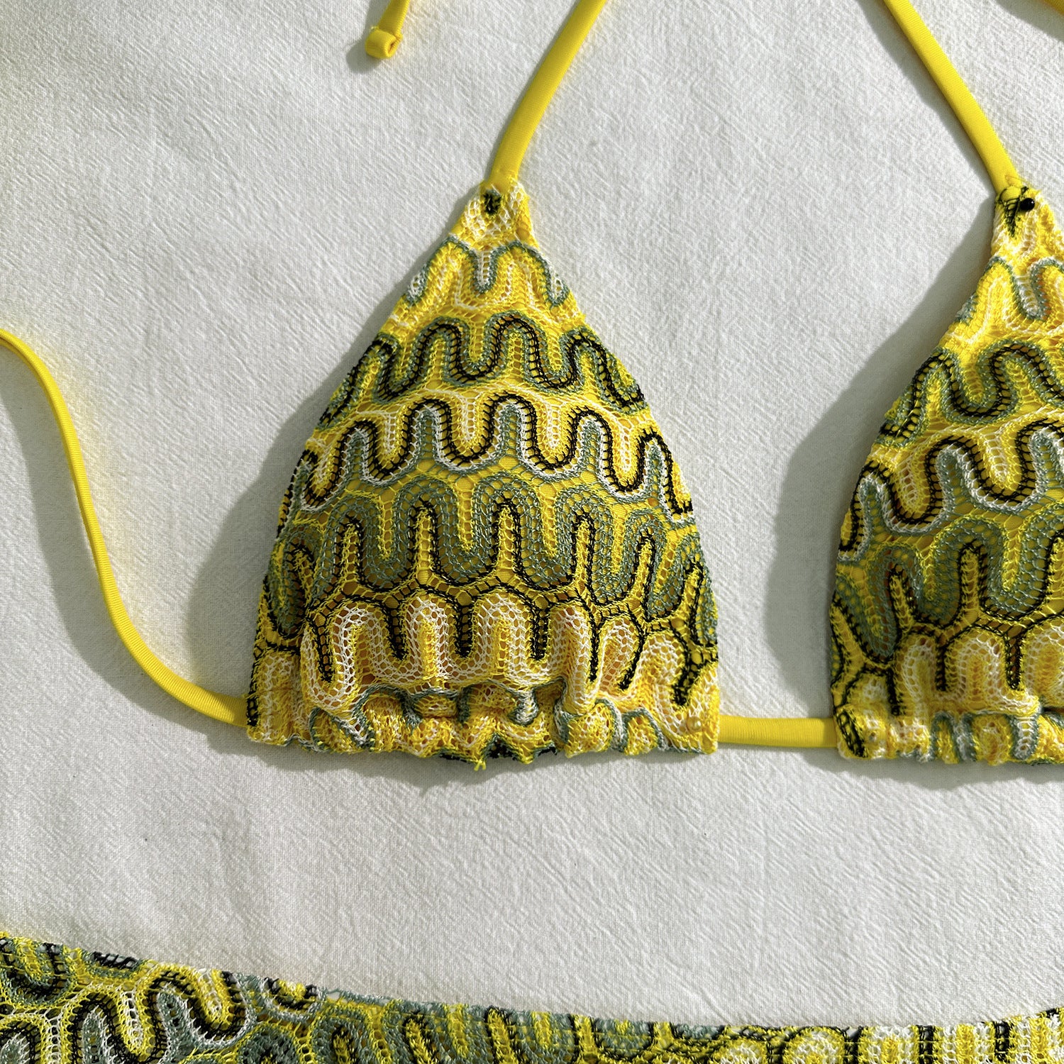 2025 European and American New Embroidered Gradient Sexy Three-Piece Swimsuit Swimsuit Bikini Bikini Cross-Border Export