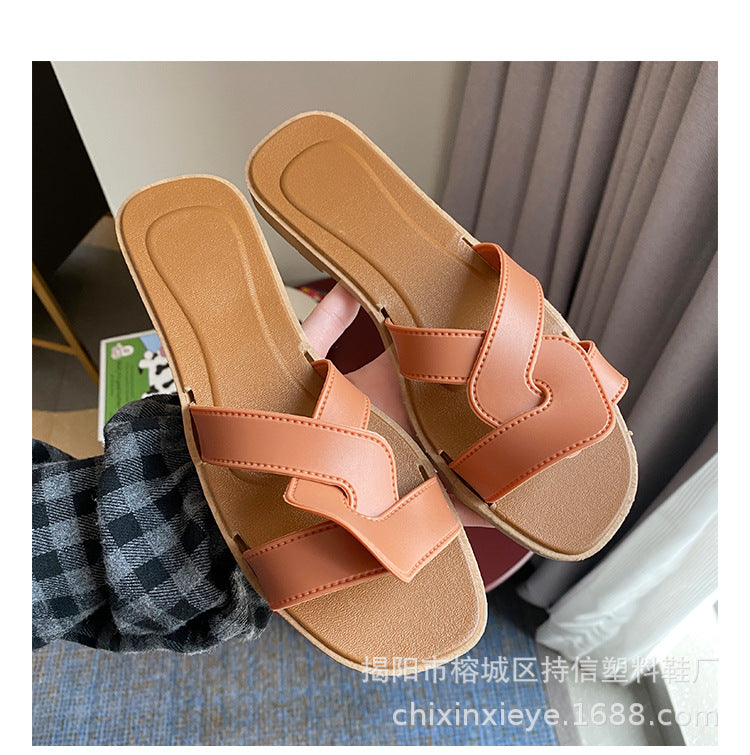 New Style Slippers for Women Summer Outer Wear K-Style Ins Popular Shrimp Skin Fashion Slippers Aliexpress Amazon Wholesale