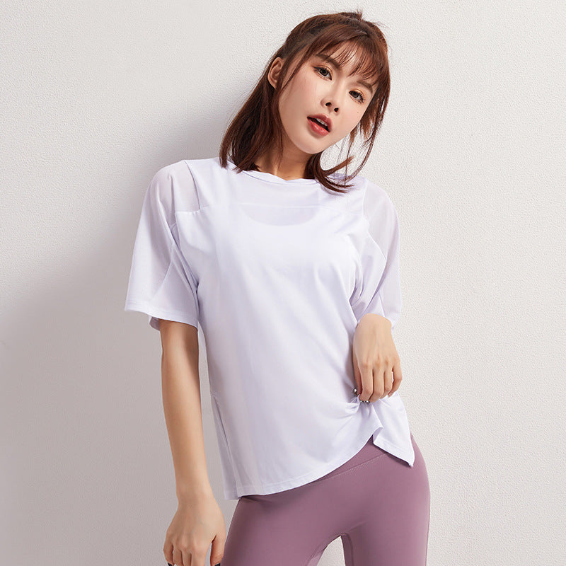 2025 Summer Yoga Top Loose Sports Short Sleeve Women's Quick-Drying Running Fitness Wear Top Breathable Exercise T-Shirt