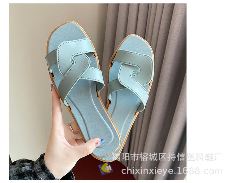 New Style Slippers for Women Summer Outer Wear K-Style Ins Popular Shrimp Skin Fashion Slippers Aliexpress Amazon Wholesale
