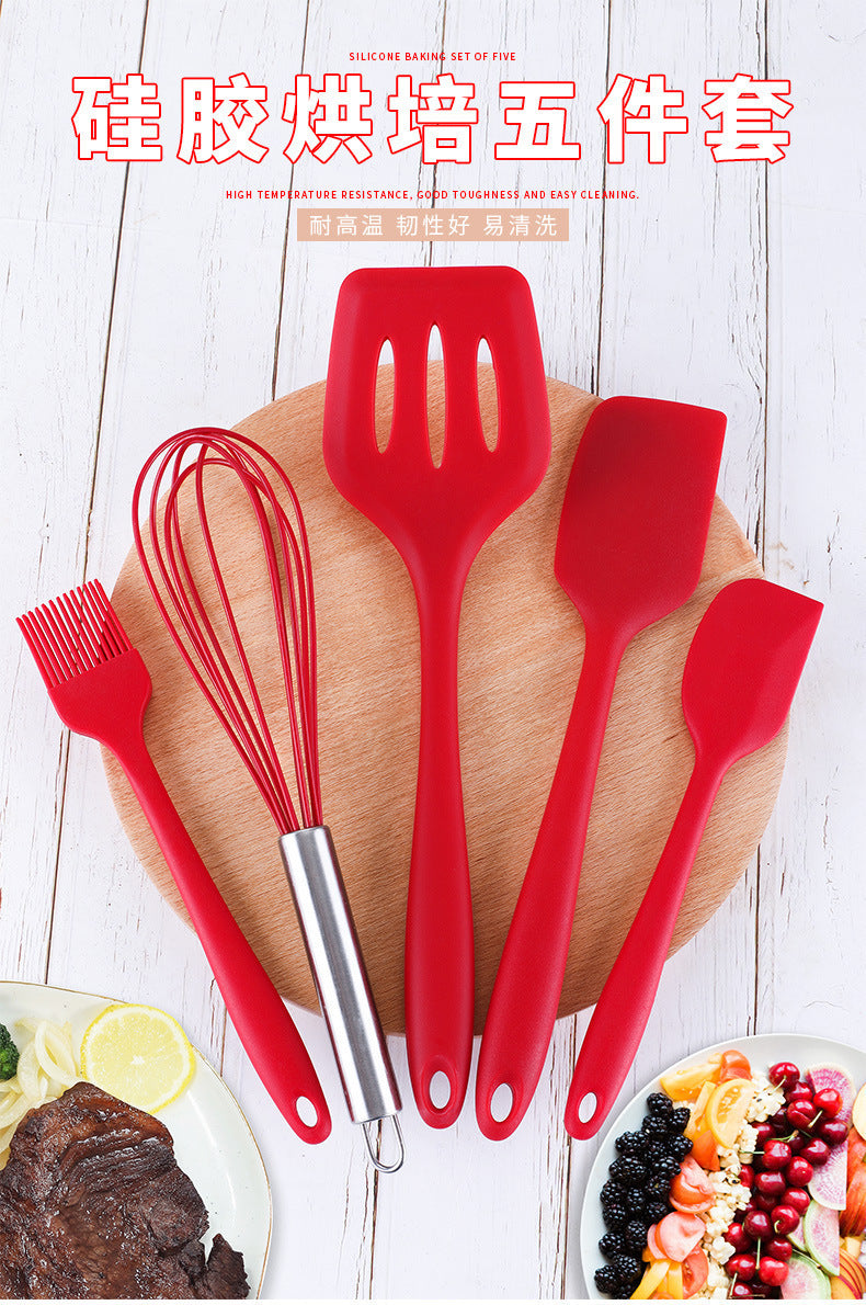 5-Piece Silicone Kitchen Utensil Set - Cooking and Baking Tools