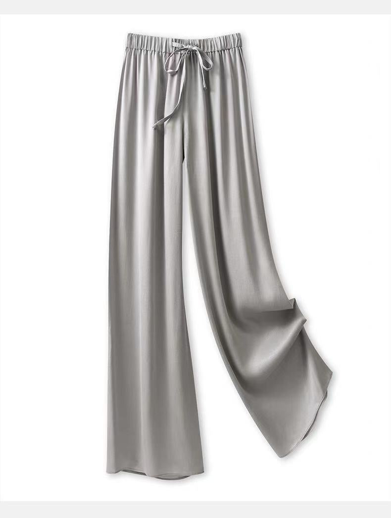 Copper Ammonia Silk Wide-leg Pants Women's Summer 2024 New High Waist Dummy Straight Pants Cool Breathable Casual Pants